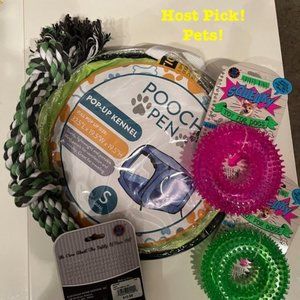 Pooch‎ Pen (Kennel that Pops Up), 2 Squeaky Dog Toys & Rope Toy HOST PICK!!